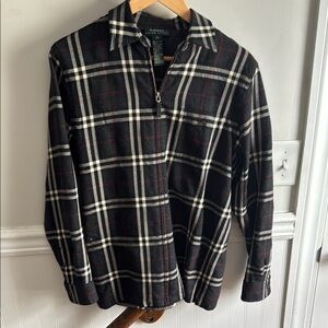 Lauren by Ralph Lauren Black and White Plaid 100 % Wool Shirt